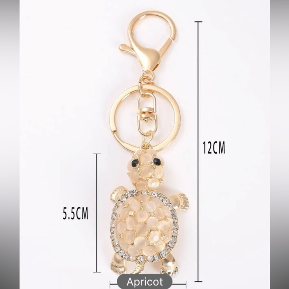 Rhinestone Turtle Charm Keychain - NEW - Picture 2 of 4